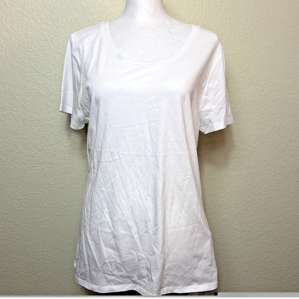 Quince Scoop Neck Tee Womens M White Cotton Modal Short Sleeve T-Shirt Soft NWOT